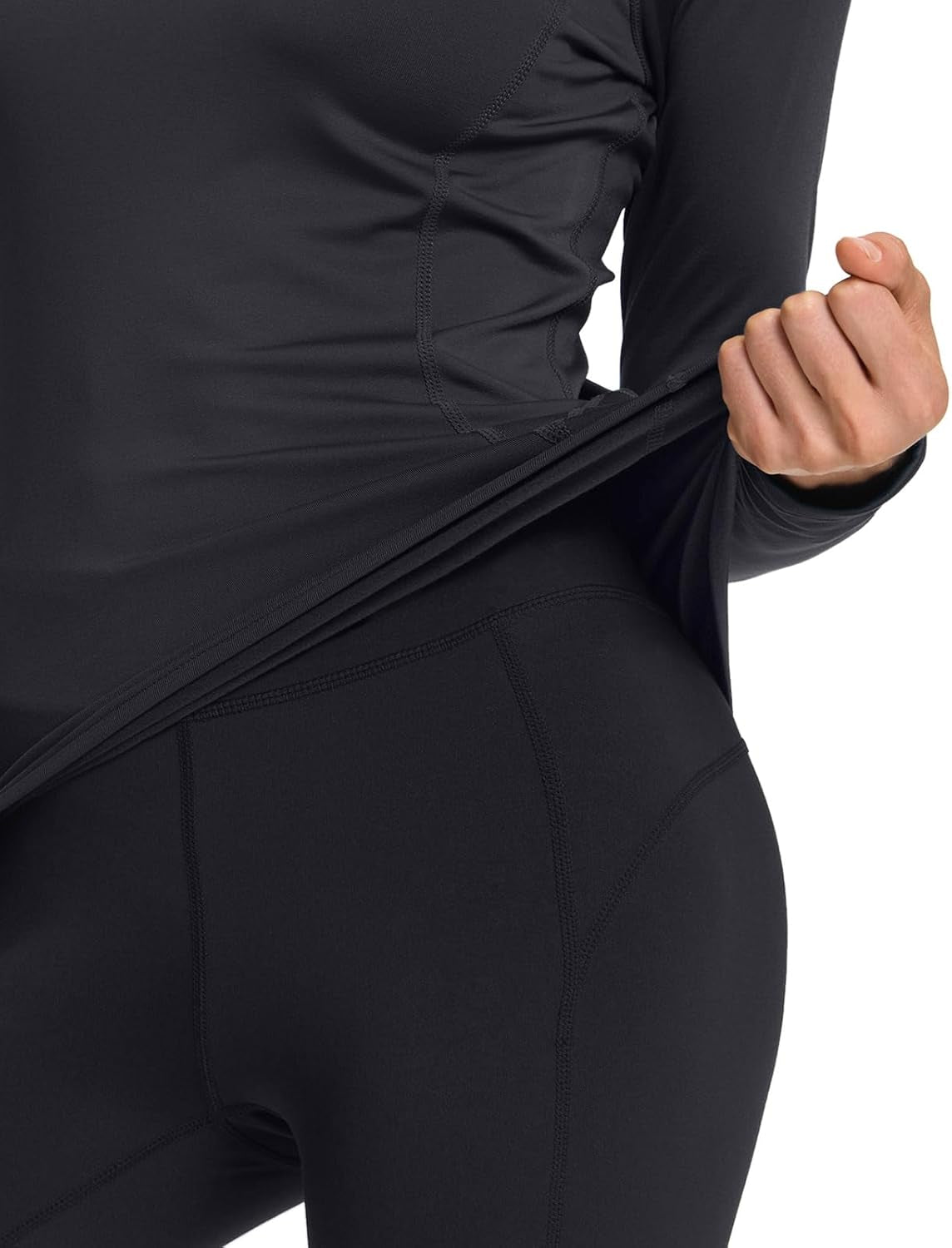 Women'S Thermal Long Sleeve Tops, Mock Turtle & Crew Neck Shirts, Fleece Lined Compression Base Layer