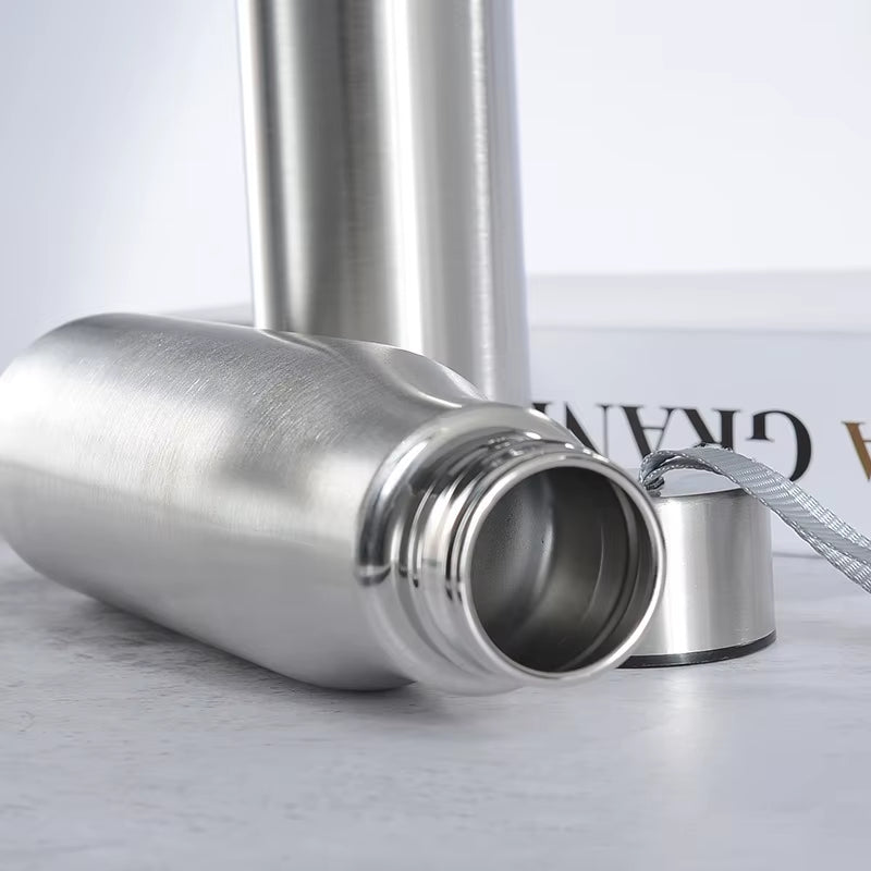 500Ml/1000Ml Sport Water Bottle Single-Layer Rugged Cup Travel Camping Sports Drink Bottles Drinkware Stainless Steel