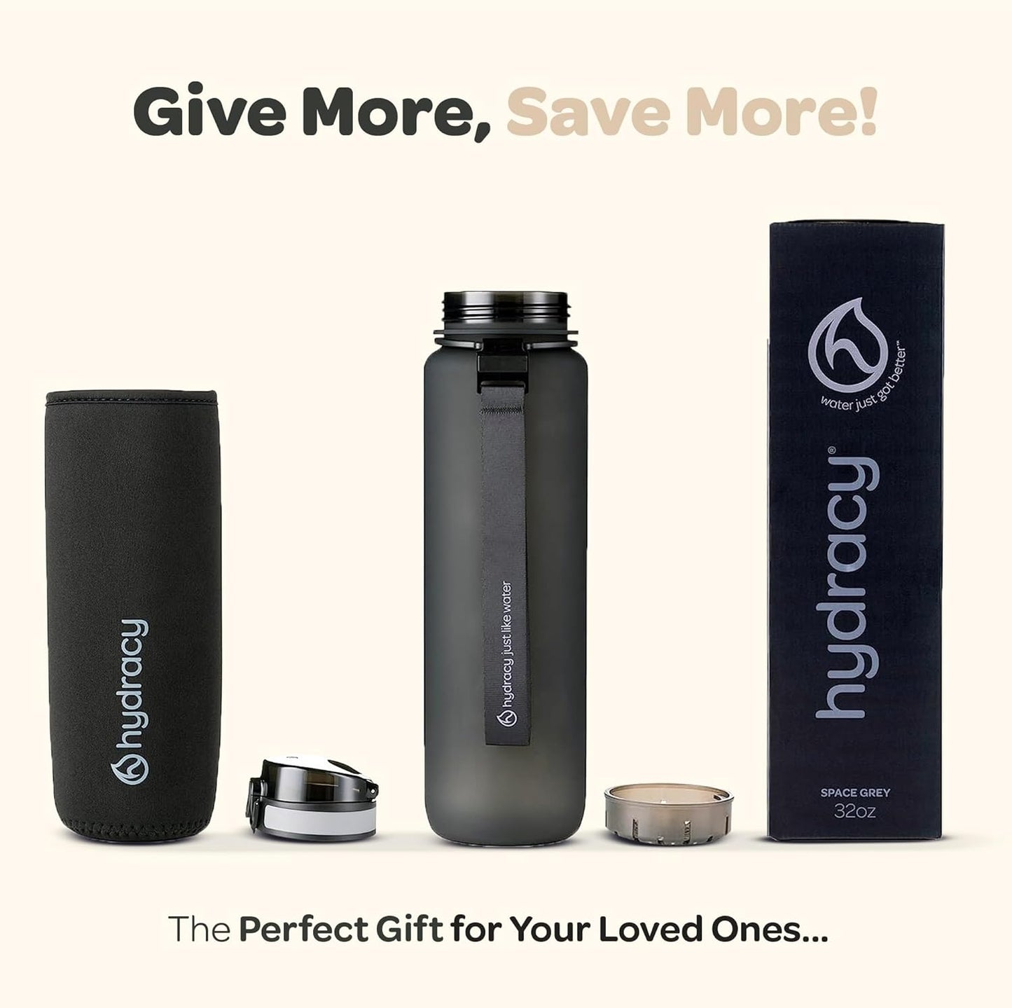 Water Bottle with Time Marker -Large BPA Free Water Bottle & No Sweat Sleeve -Leak Proof Gym Bottle with Fruit Infuser Strainer & Times to Drink -Ideal for Fitness Sports & Outdoors