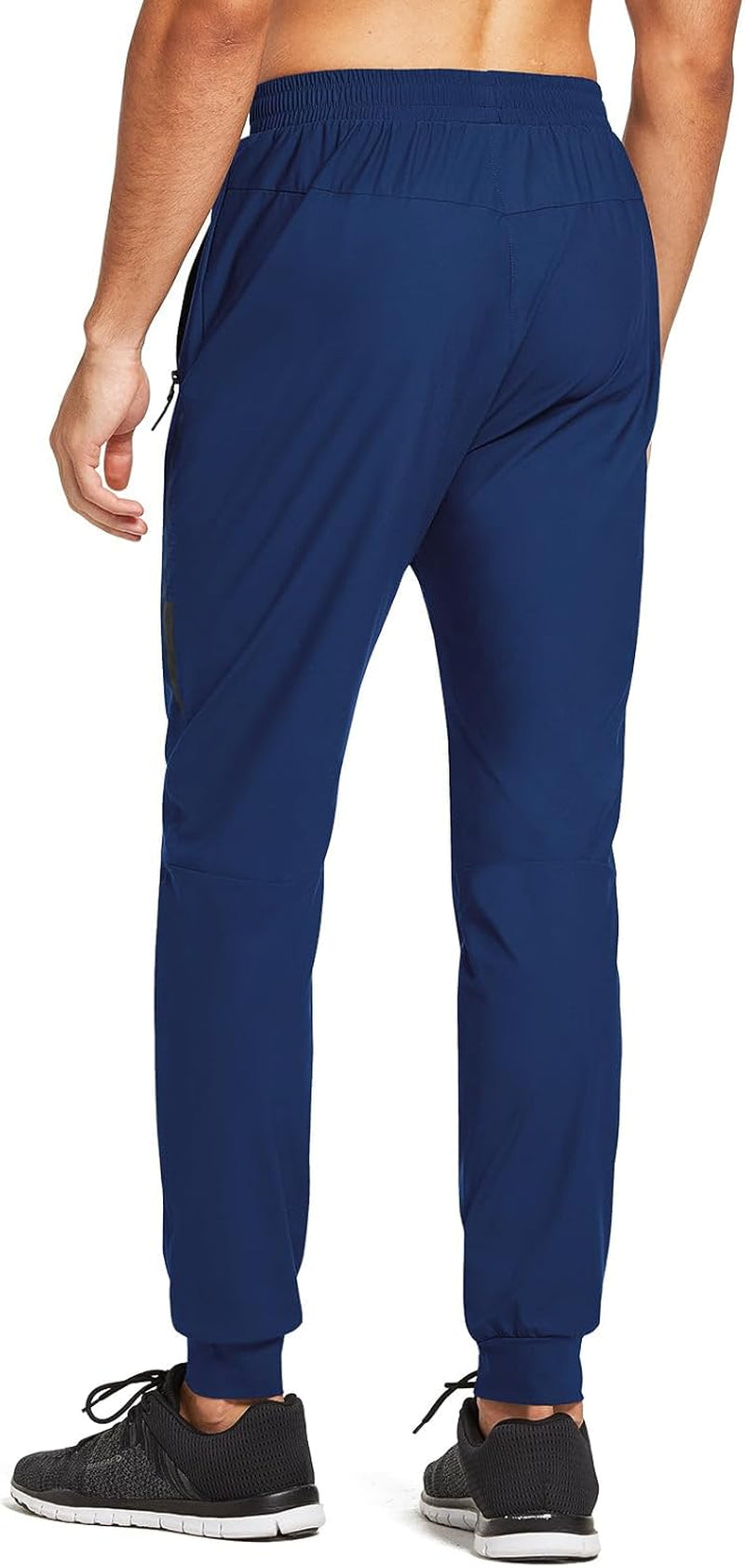 Men'S Joggers Pants Athletic Workout Track Running Gym Lightweight Quick Dry Tapered Jogger Zipper Pockets